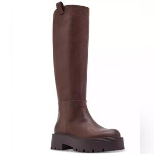 Madden Girl Crow Lug Sole Knee High Boots Chunky Brown Vegan sz 7